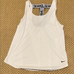 Nike Women's DRI Fit White Tank with Black Logo